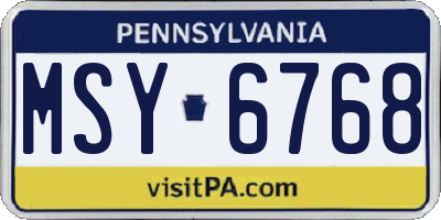 PA license plate MSY6768