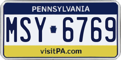PA license plate MSY6769