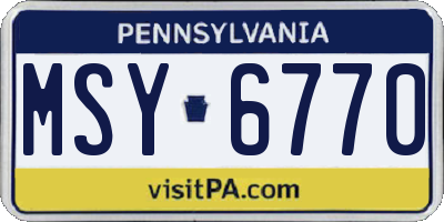 PA license plate MSY6770