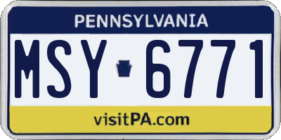 PA license plate MSY6771
