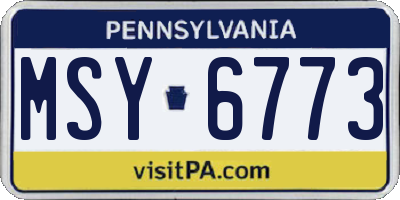 PA license plate MSY6773