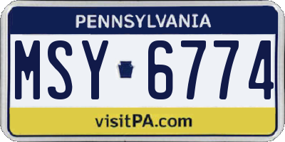 PA license plate MSY6774
