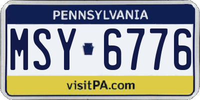 PA license plate MSY6776