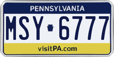 PA license plate MSY6777