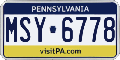 PA license plate MSY6778