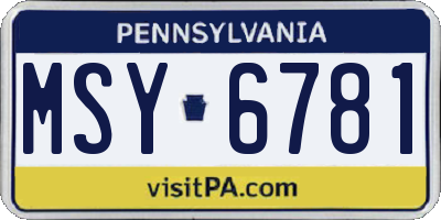 PA license plate MSY6781