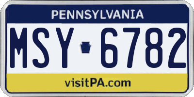 PA license plate MSY6782
