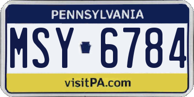 PA license plate MSY6784