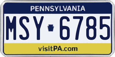 PA license plate MSY6785
