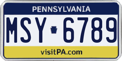 PA license plate MSY6789