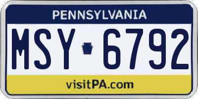 PA license plate MSY6792