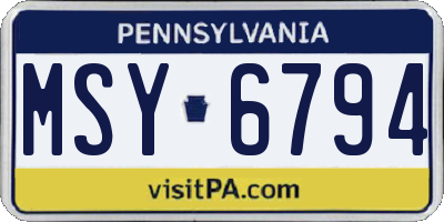 PA license plate MSY6794