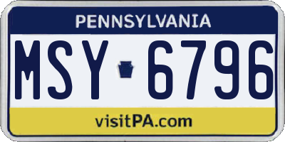 PA license plate MSY6796