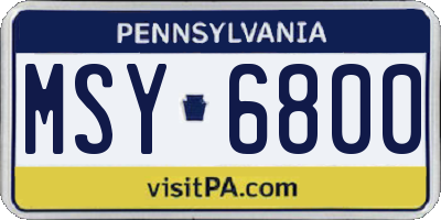 PA license plate MSY6800