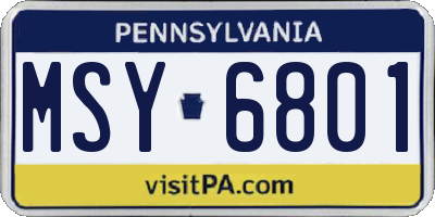 PA license plate MSY6801