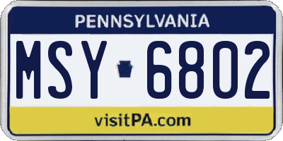 PA license plate MSY6802