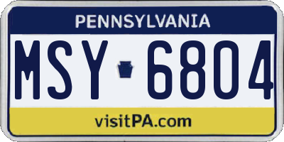 PA license plate MSY6804