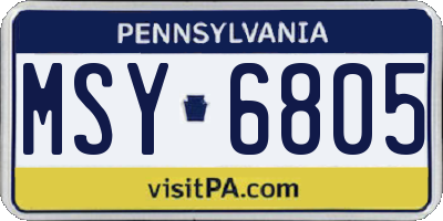 PA license plate MSY6805