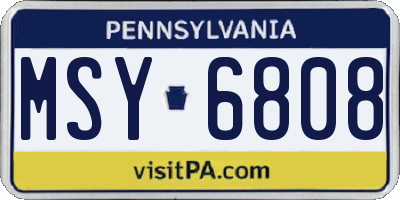 PA license plate MSY6808