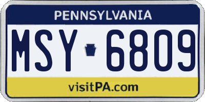 PA license plate MSY6809