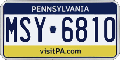 PA license plate MSY6810