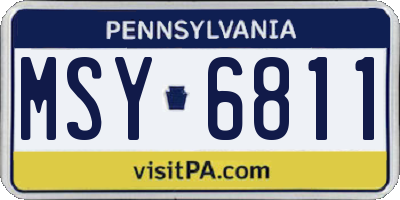PA license plate MSY6811
