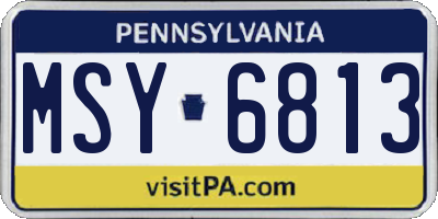 PA license plate MSY6813