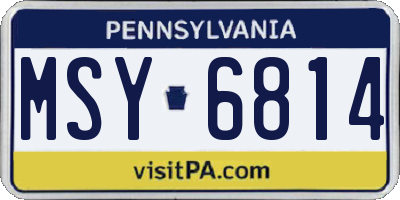 PA license plate MSY6814