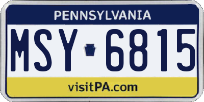 PA license plate MSY6815