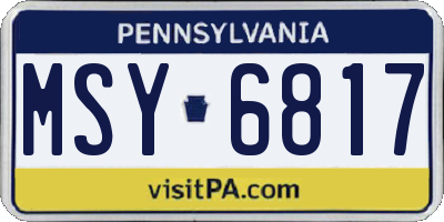 PA license plate MSY6817