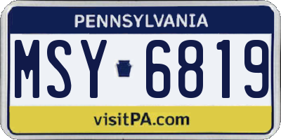 PA license plate MSY6819