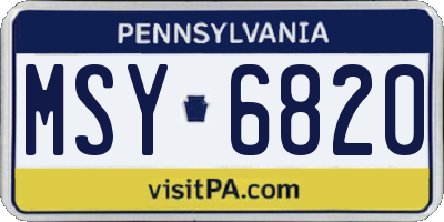 PA license plate MSY6820