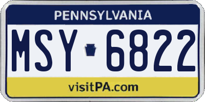 PA license plate MSY6822