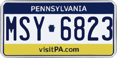 PA license plate MSY6823