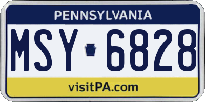PA license plate MSY6828