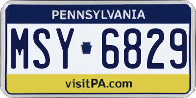 PA license plate MSY6829