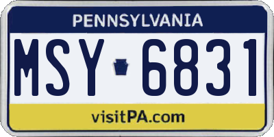 PA license plate MSY6831
