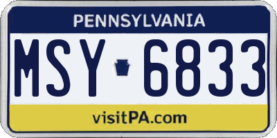 PA license plate MSY6833