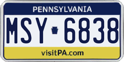 PA license plate MSY6838