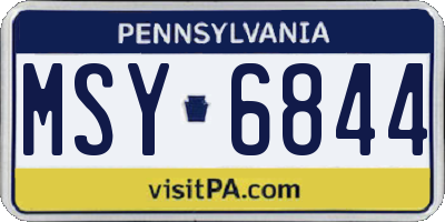 PA license plate MSY6844