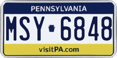PA license plate MSY6848