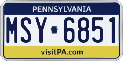 PA license plate MSY6851