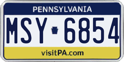 PA license plate MSY6854