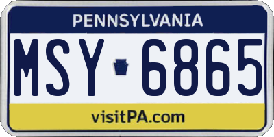 PA license plate MSY6865