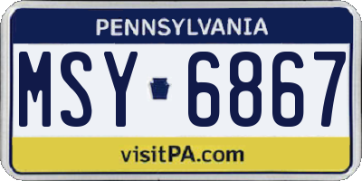 PA license plate MSY6867