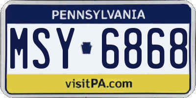 PA license plate MSY6868