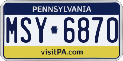PA license plate MSY6870