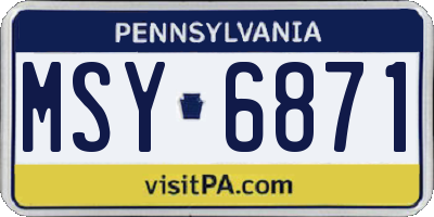 PA license plate MSY6871