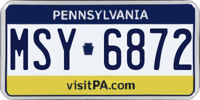 PA license plate MSY6872
