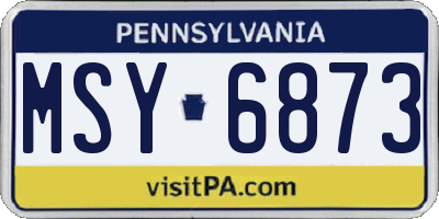 PA license plate MSY6873